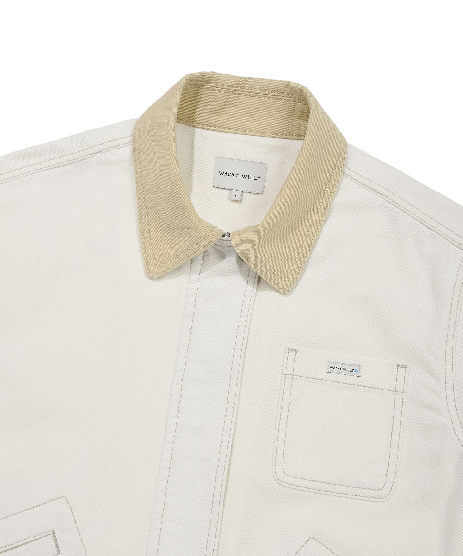 WOMEN'S COLOR-BLOCK COLLAR DENIM WORK JACKET