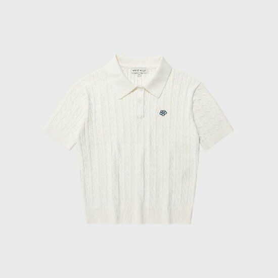 WOMEN'S LILYWAPEN CABLE COLLAR SHORT SLEEVE KNIT