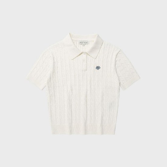 WOMEN'S LILYWAPEN CABLE COLLAR SHORT SLEEVE KNIT