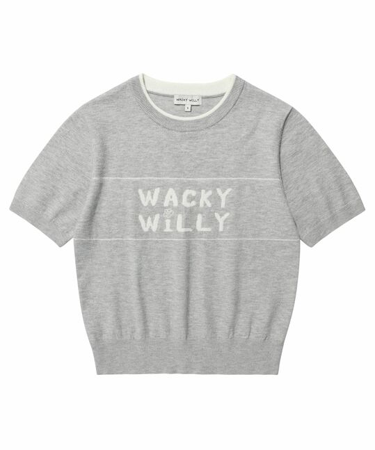WOMEN'S TYPOGRAPHIC COLOR MATCHING SHORT SLEEVE KNIT
