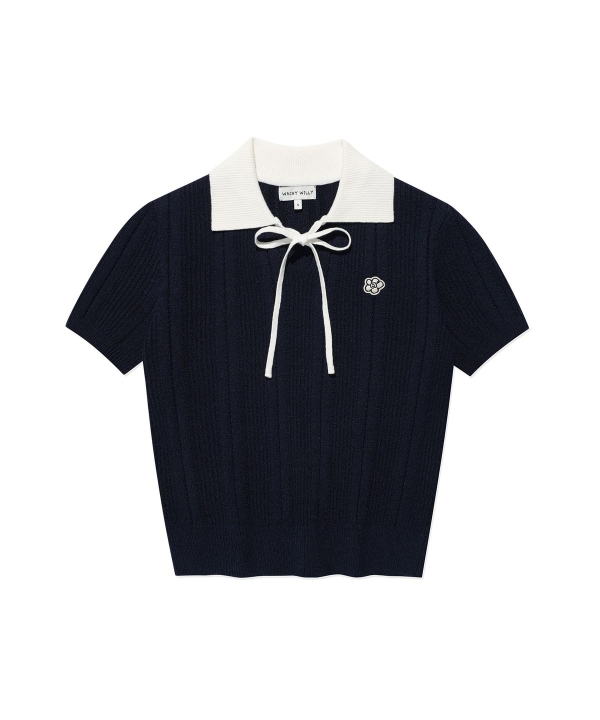 WOMEN'S RIBBON COLLAR SHORT SLEEVE KNIT