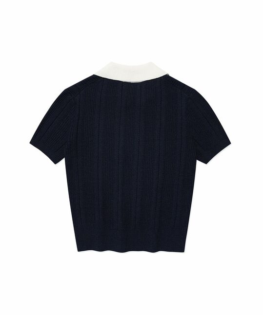 WOMEN'S RIBBON COLLAR SHORT SLEEVE KNIT