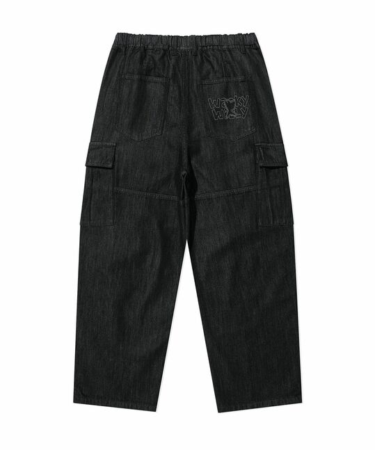WIDE BANDING CARGO DENIM PANTS