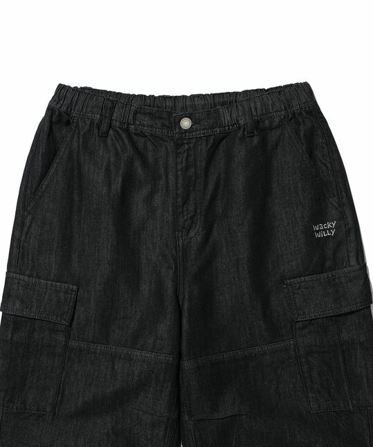 WIDE BANDING CARGO DENIM PANTS