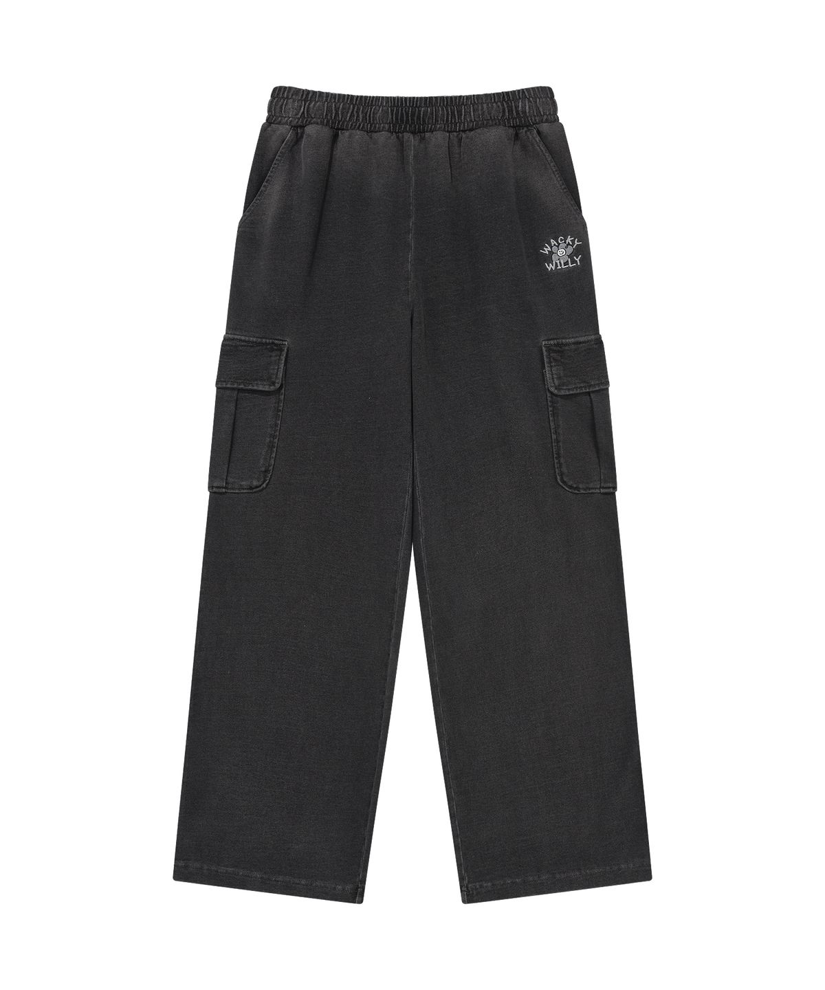WOMEN DENIM WASHED SEMI-WIDE CARGO PANTS