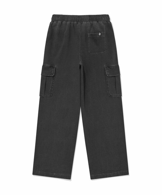 WOMEN DENIM WASHED SEMI-WIDE CARGO PANTS