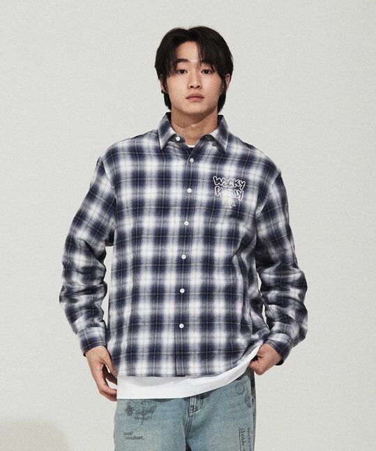 EMBROIDERED GRAPHIC CHECK LONG SLEEVE SHIRT
