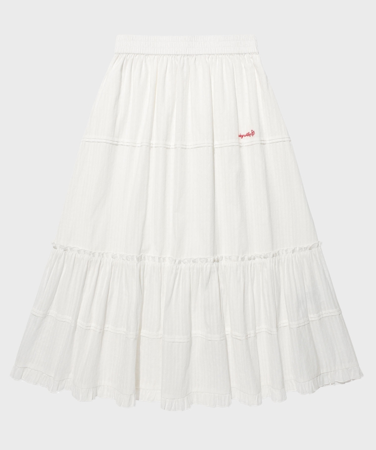 WOMEN'S COTTON TIERED LONG SKIRT