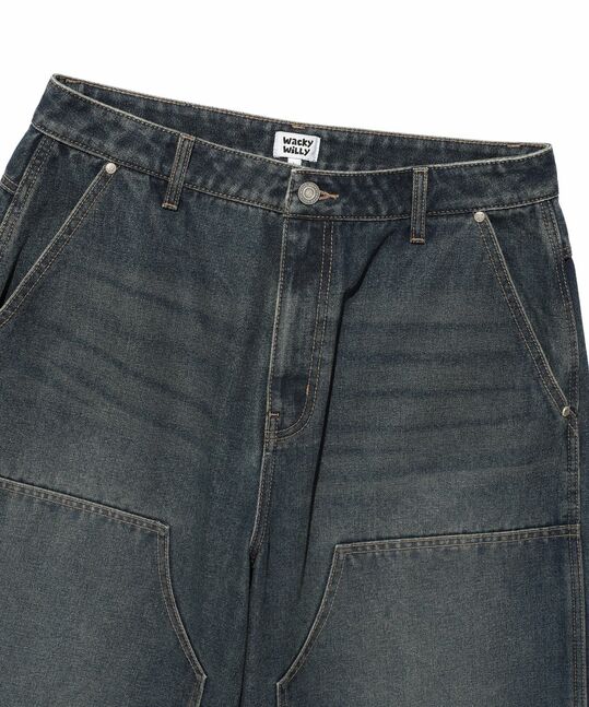 DOUBLE-KNEE DENIM SHORTS