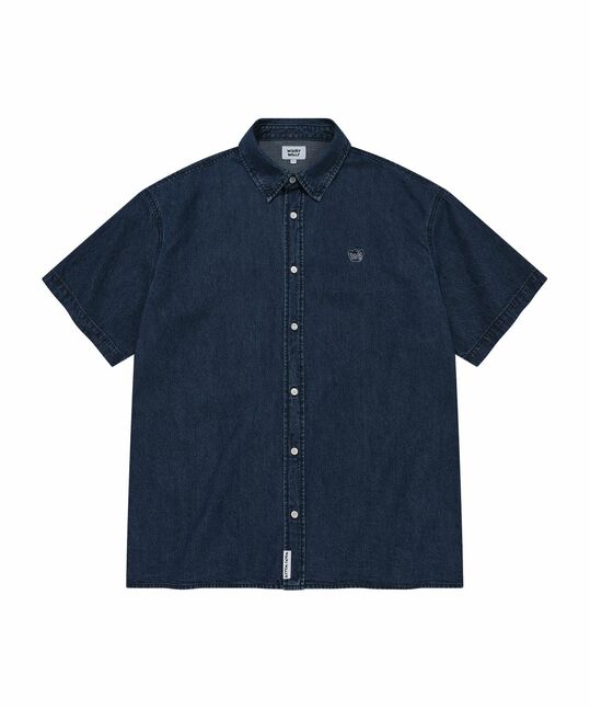 WASHED DENIM SHORT-SLEEVE SHIRT