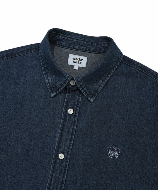 WASHED DENIM SHORT-SLEEVE SHIRT