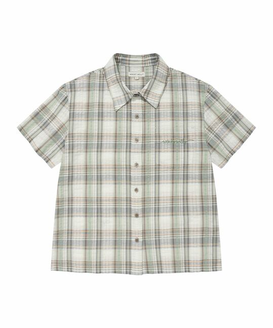 WOMEN’S SEMI-OVERSIZED CHECK SHORT-SLEEVE SHIRT