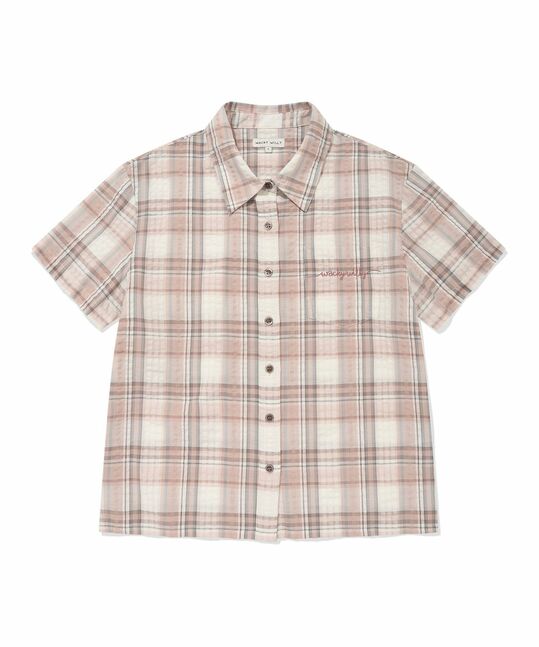 WOMEN’S SEMI-OVERSIZED CHECK SHORT-SLEEVE SHIRT