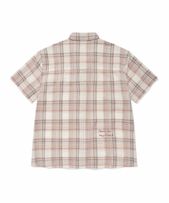 WOMEN’S SEMI-OVERSIZED CHECK SHORT-SLEEVE SHIRT