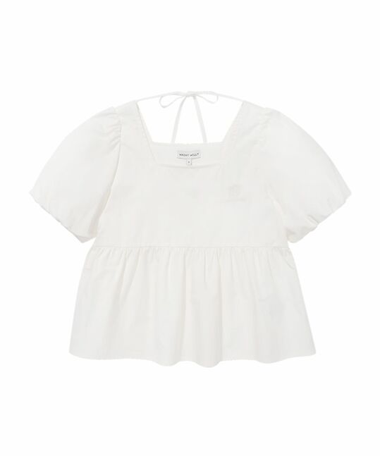 WOMEN’S SQUARE-NECK COTTON BLOUSE