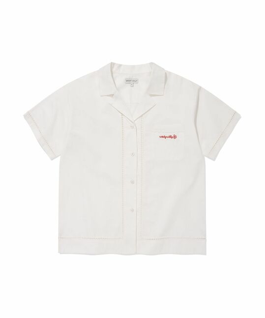 WOMEN’S SCARLET EMBROIDERY COTTON SHORT-SLEEVE SHIRT