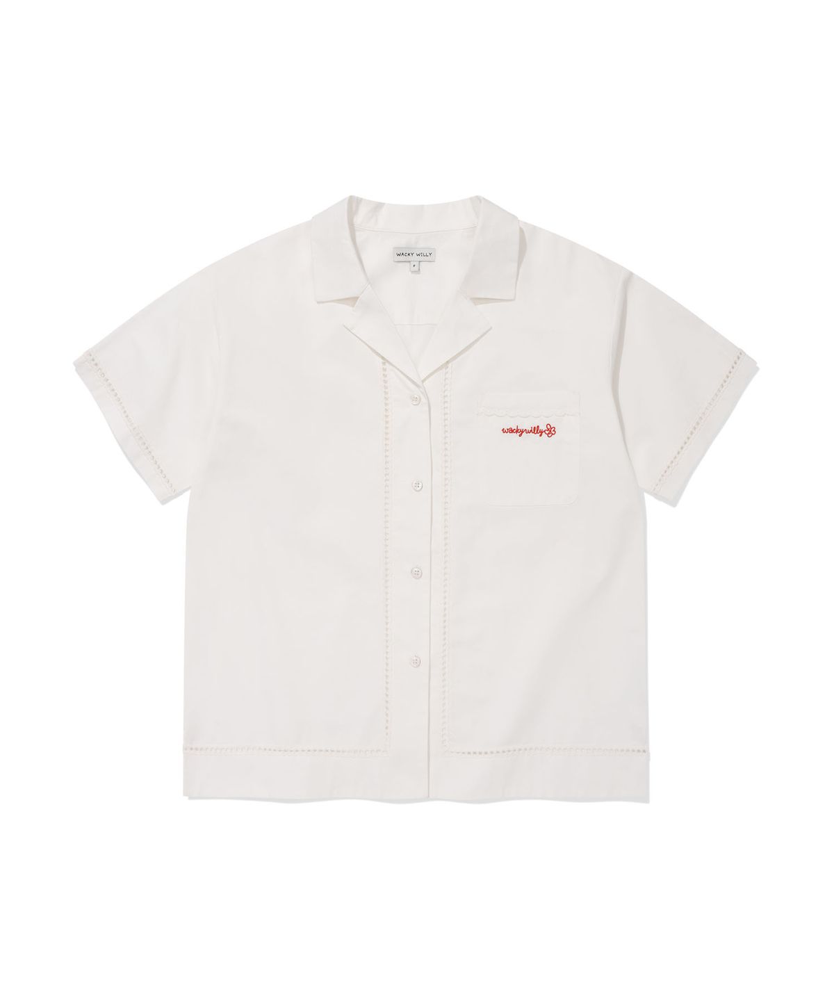 WOMEN’S SCARLET EMBROIDERY COTTON SHORT-SLEEVE SHIRT
