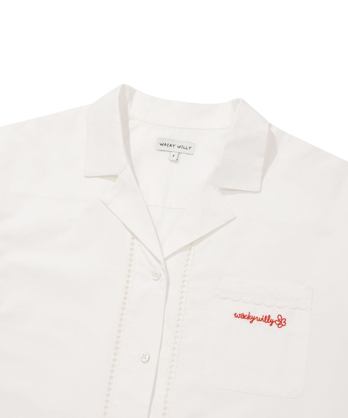 WOMEN’S SCARLET EMBROIDERY COTTON SHORT-SLEEVE SHIRT