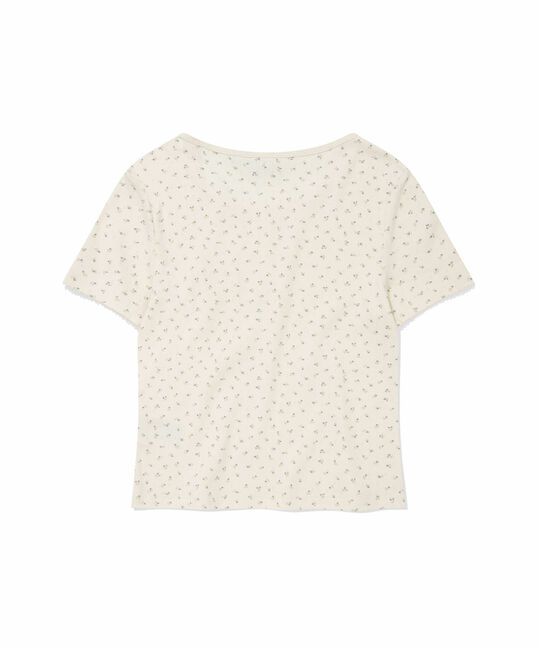 WOMEN'S HENRY NECK EYELET SHORT SLEEVE T-SHIRT