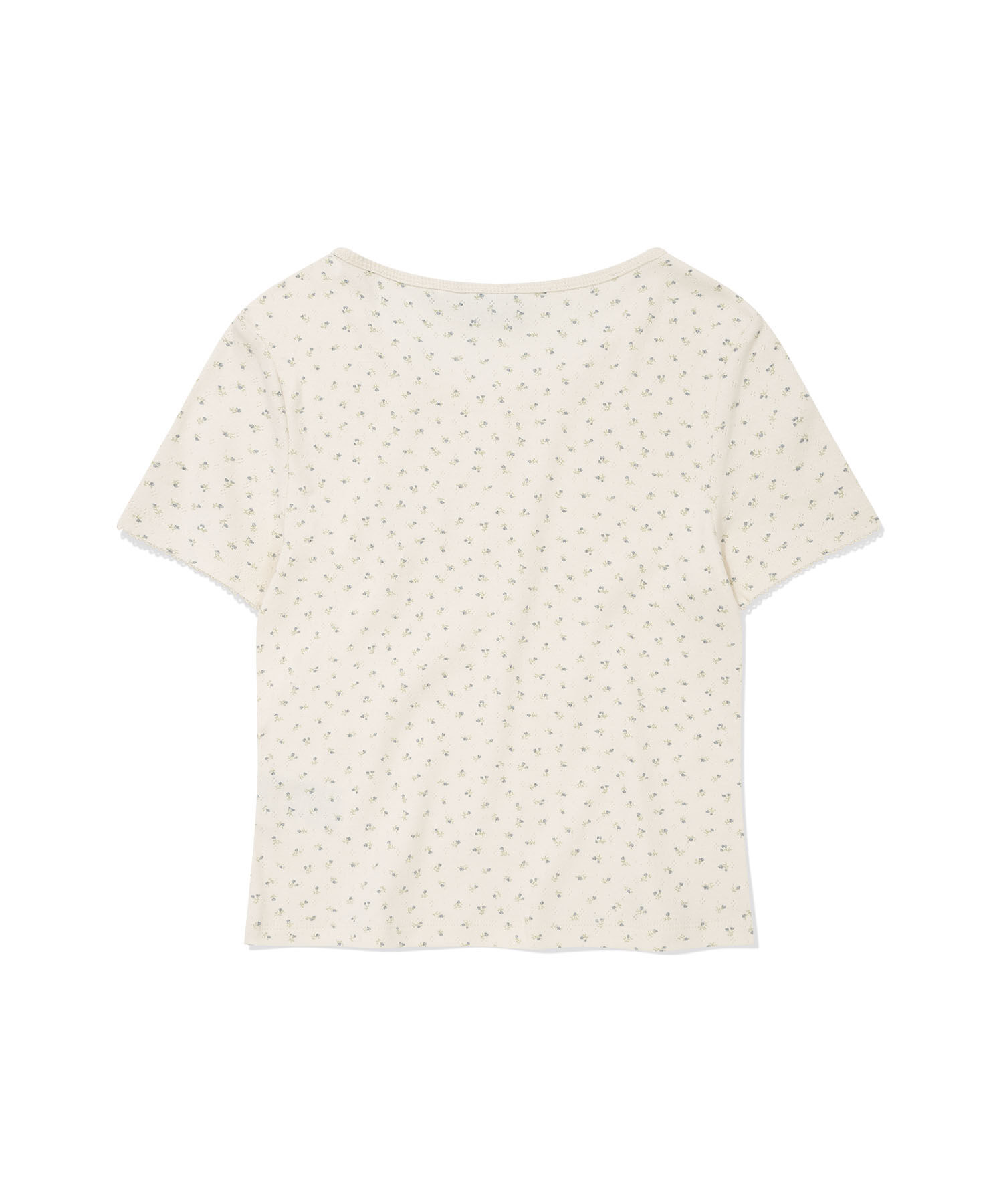 WOMEN'S HENRY NECK EYELET SHORT SLEEVE T-SHIRT