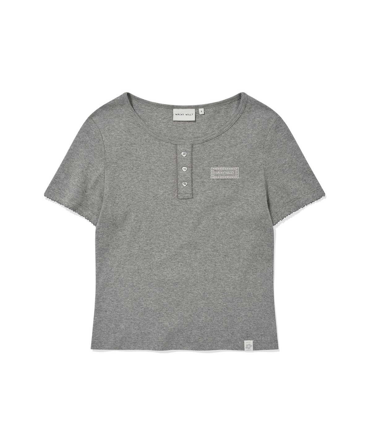 WOMEN'S HENRY NECK EYELET SHORT SLEEVE T-SHIRT