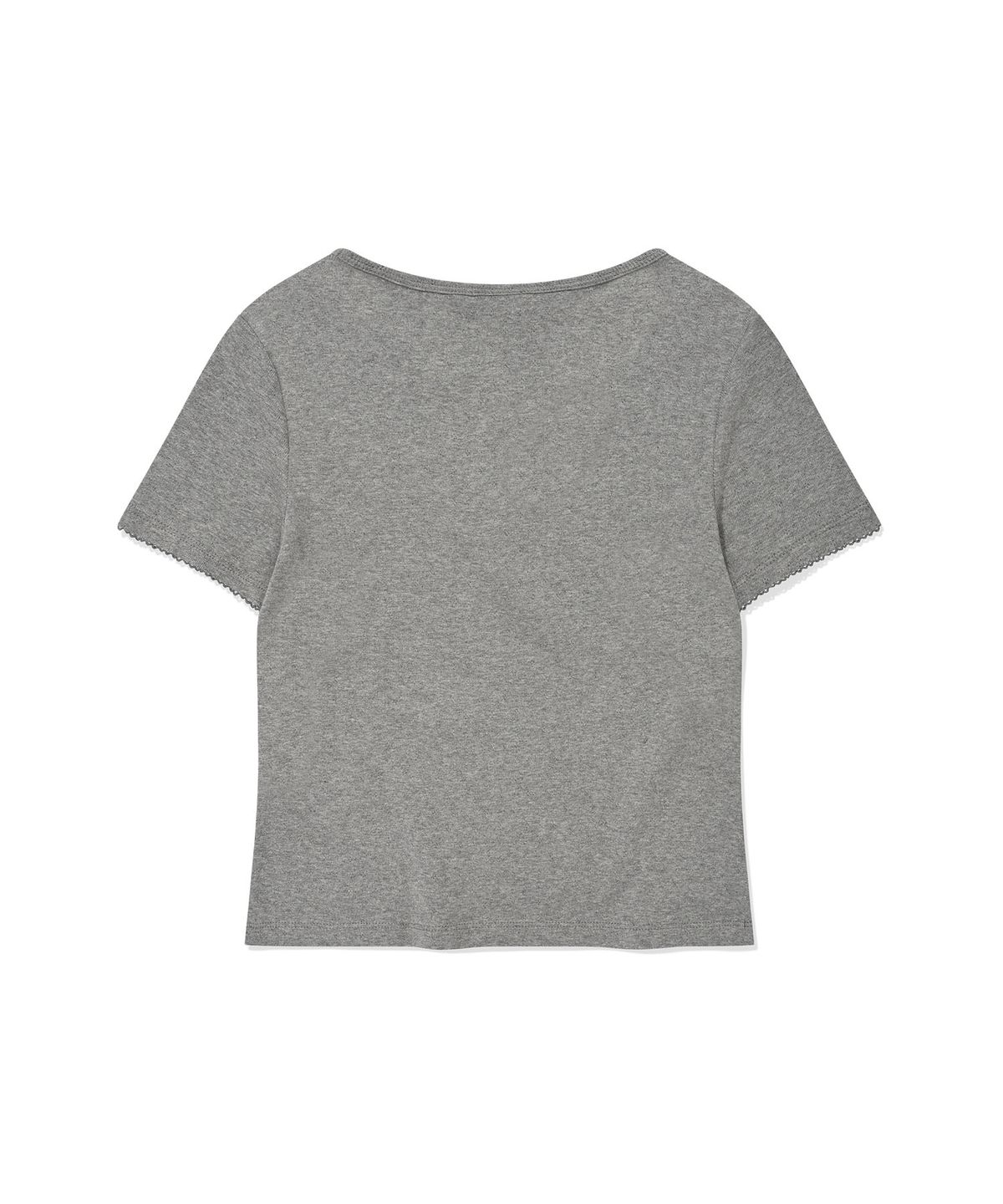 WOMEN'S HENRY NECK EYELET SHORT SLEEVE T-SHIRT