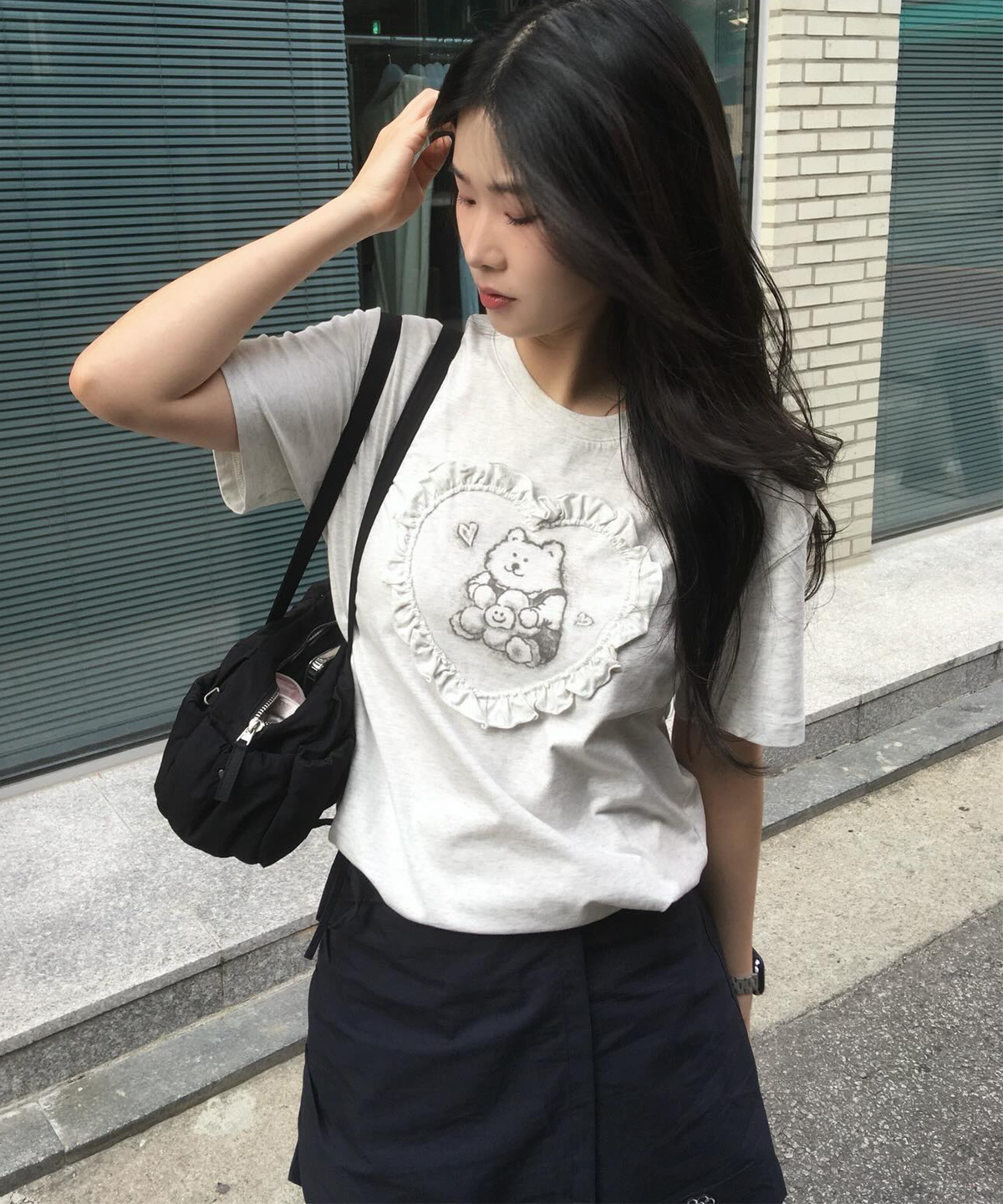 WOMEN’S HEART RUFFLE T-SHIRT