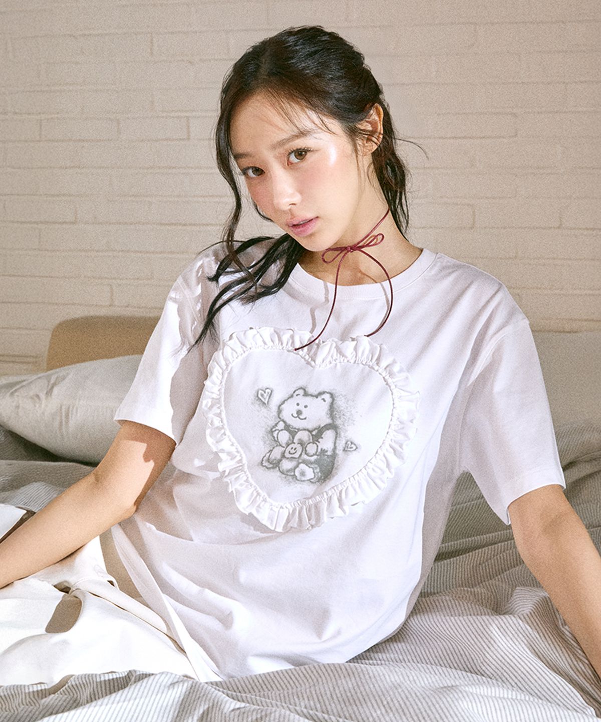 WOMEN’S HEART RUFFLE T-SHIRT