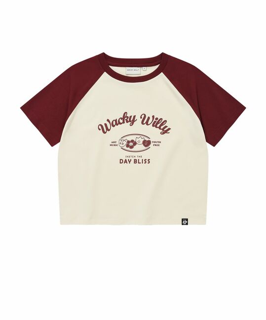 WOMEN’S GRAPHIC CONTRAST RAGLAN CROPPED T-SHIRT