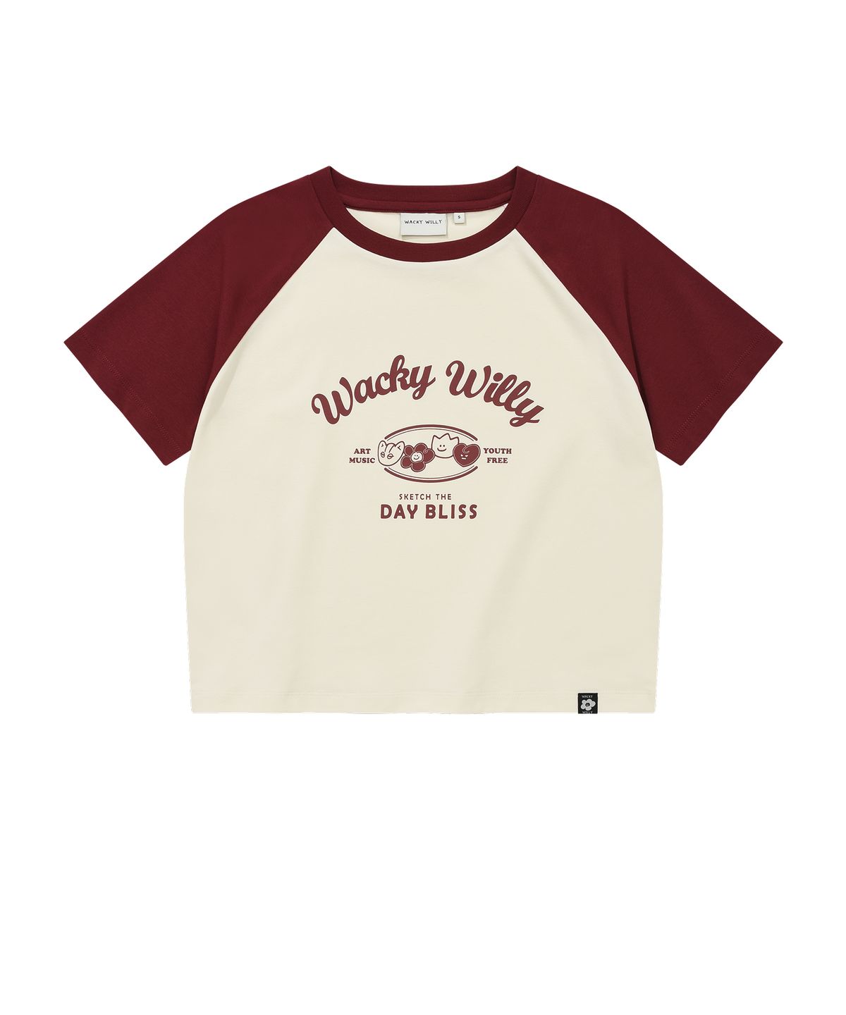 WOMEN’S GRAPHIC CONTRAST RAGLAN CROPPED T-SHIRT