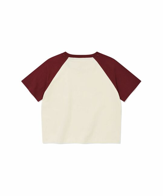 WOMEN’S GRAPHIC CONTRAST RAGLAN CROPPED T-SHIRT