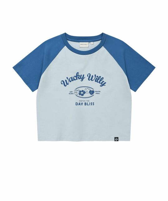 WOMEN’S GRAPHIC CONTRAST RAGLAN CROPPED T-SHIRT