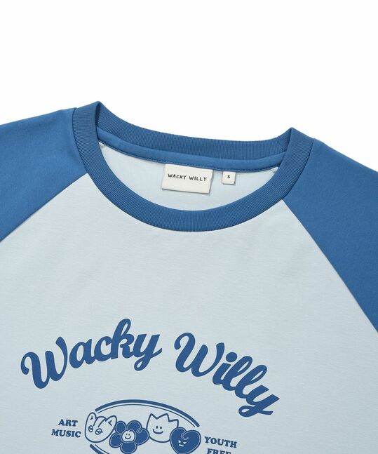 WOMEN’S GRAPHIC CONTRAST RAGLAN CROPPED T-SHIRT