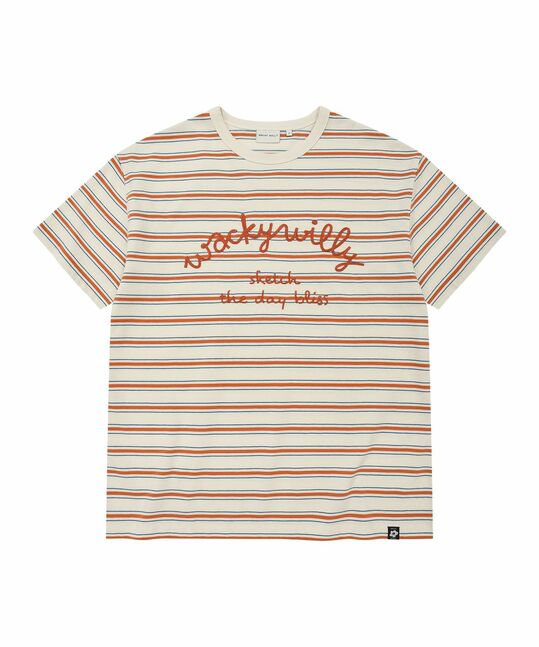 WOMEN’S LETTERING EMBROIDERY STRIPE T-SHIRT