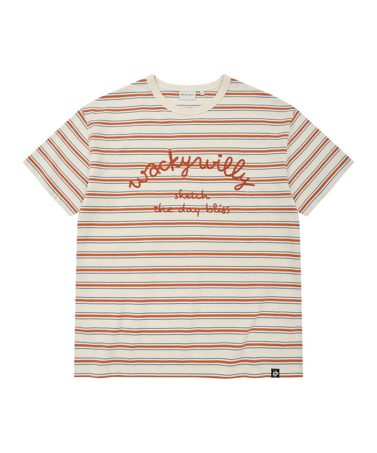 WOMEN’S LETTERING EMBROIDERY STRIPE T-SHIRT