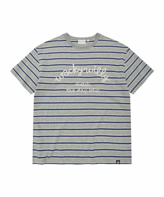 WOMEN’S LETTERING EMBROIDERY STRIPE T-SHIRT