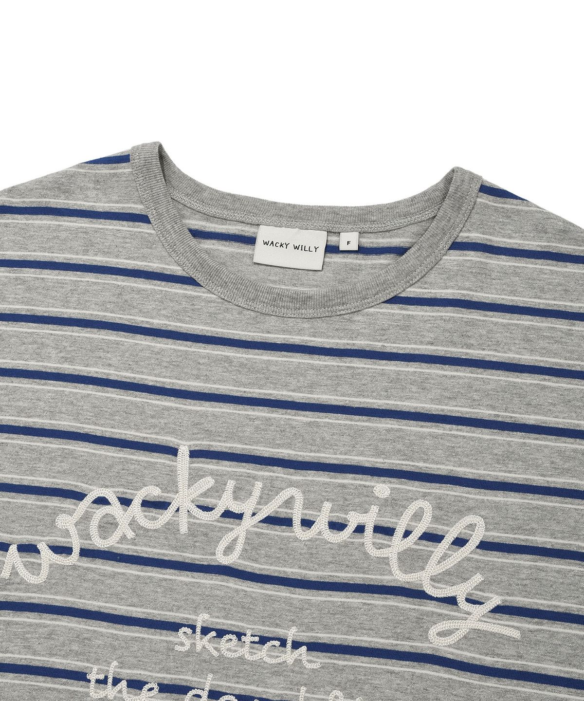 WOMEN’S LETTERING EMBROIDERY STRIPE T-SHIRT