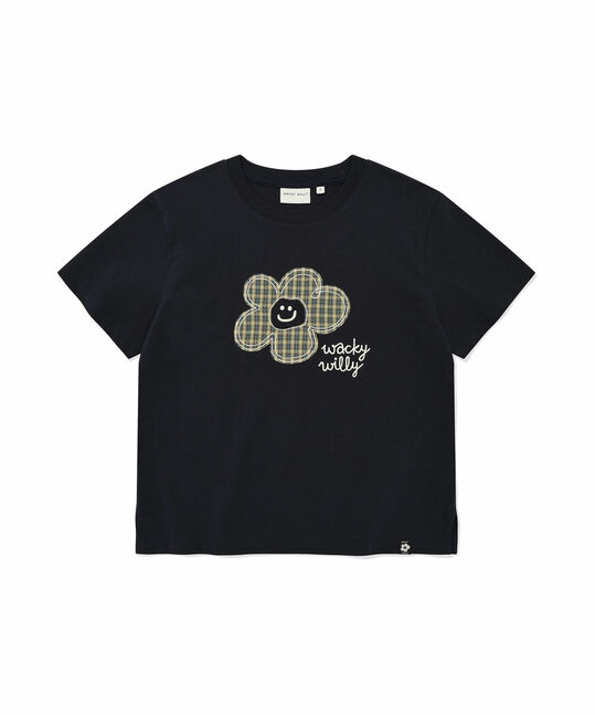 WOMEN’S CHECK LILY SEMI-CROPPED T-SHIRT