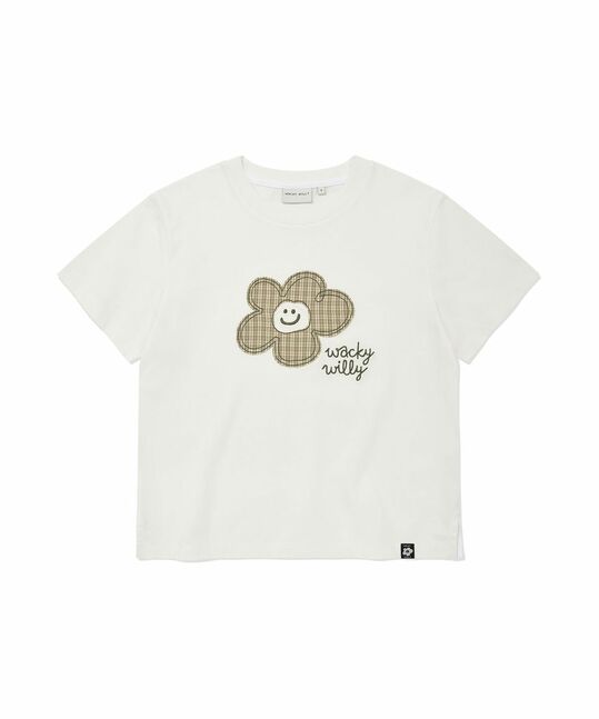 WOMEN’S CHECK LILY SEMI-CROPPED T-SHIRT
