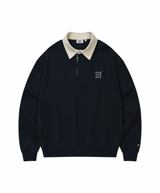 COLLAR CONTRAST COLOR SWEAT SHIRTS
