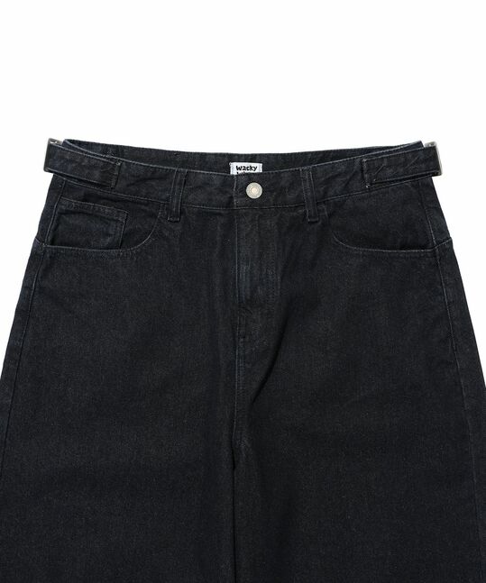 WAISTBAND ADJUSTER SEMI-WIDE DENIM PANTS
