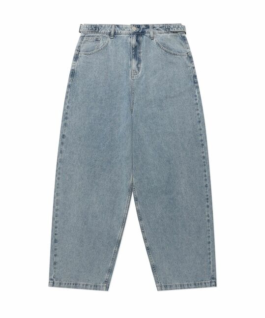 WAISTBAND ADJUSTER SEMI-WIDE DENIM PANTS