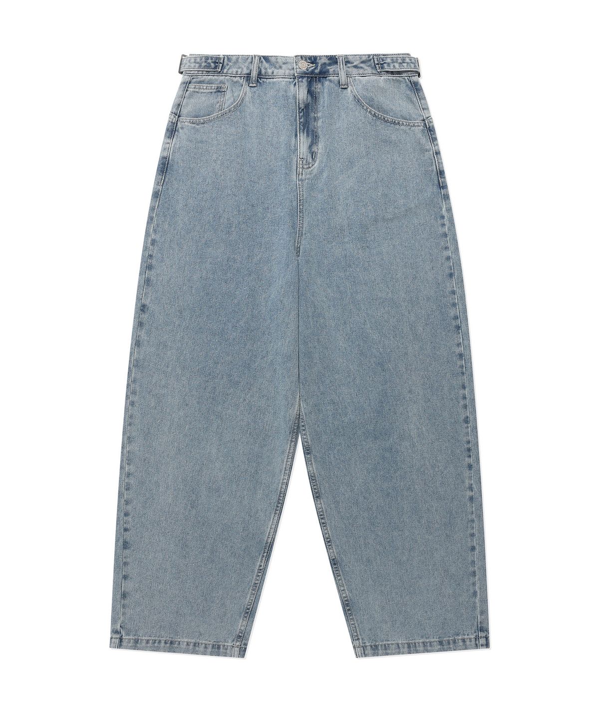 WAISTBAND ADJUSTER SEMI-WIDE DENIM PANTS
