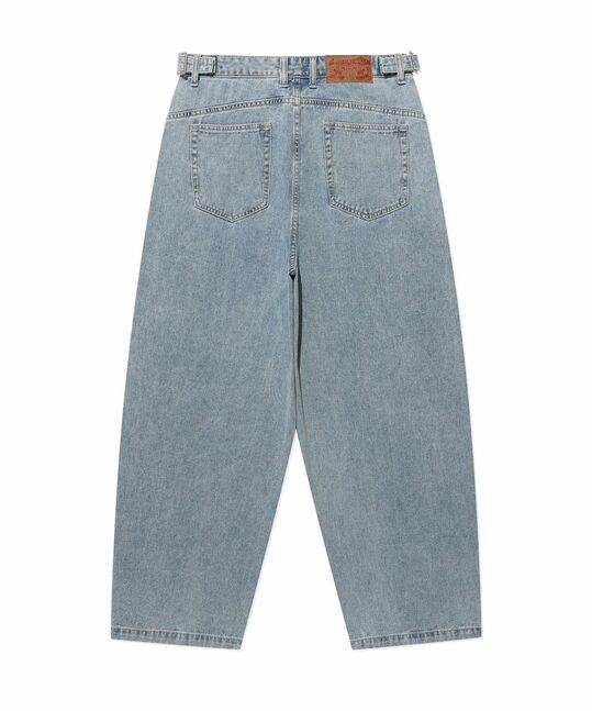 WAISTBAND ADJUSTER SEMI-WIDE DENIM PANTS