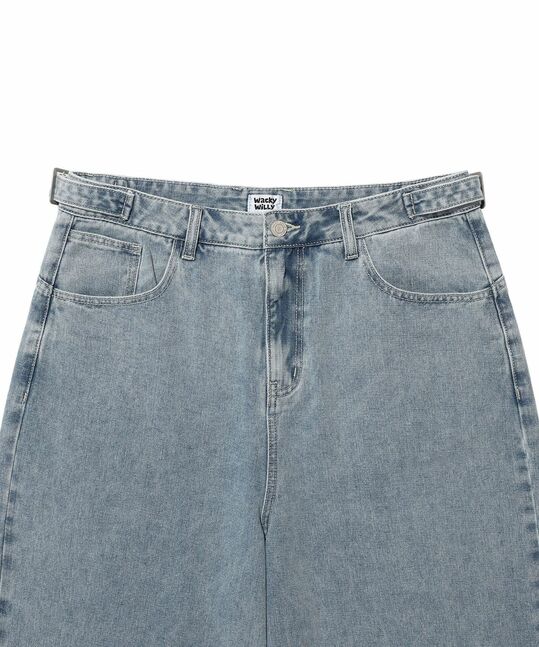 WAISTBAND ADJUSTER SEMI-WIDE DENIM PANTS