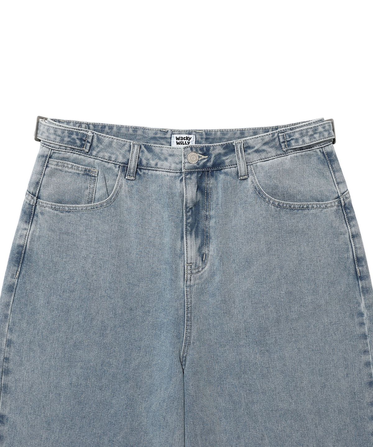 WAISTBAND ADJUSTER SEMI-WIDE DENIM PANTS