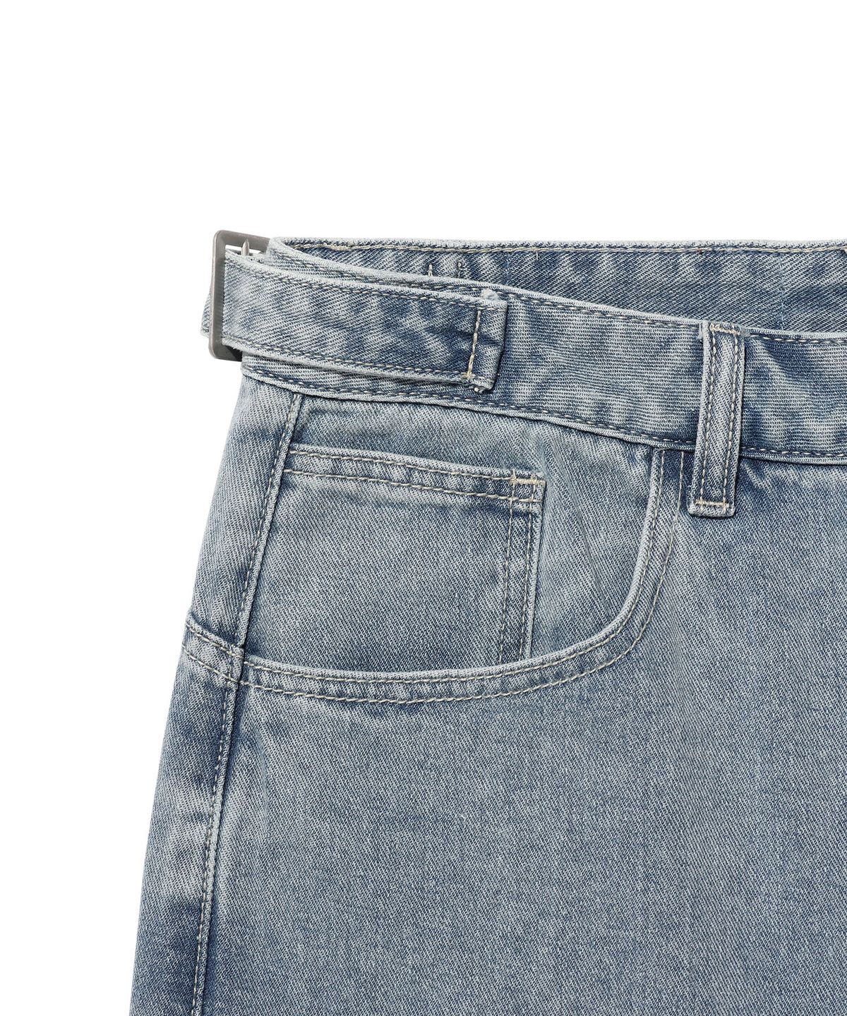 WAISTBAND ADJUSTER SEMI-WIDE DENIM PANTS