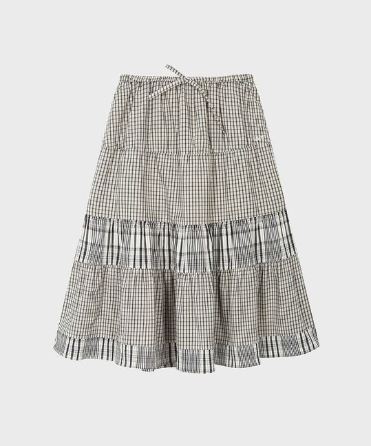 CHECK SHIRRING SKIRT