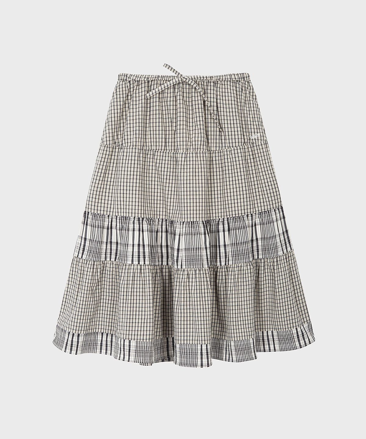 CHECK SHIRRING SKIRT