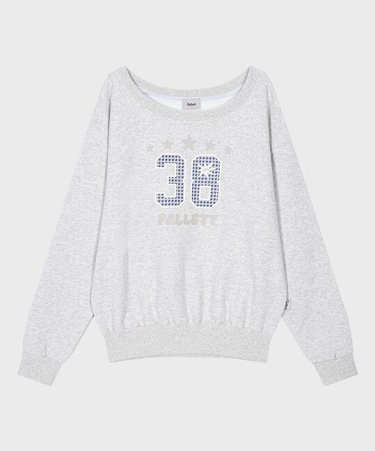 NUMBER LOGO OFF-SHOULDER SWEATSHIRT
